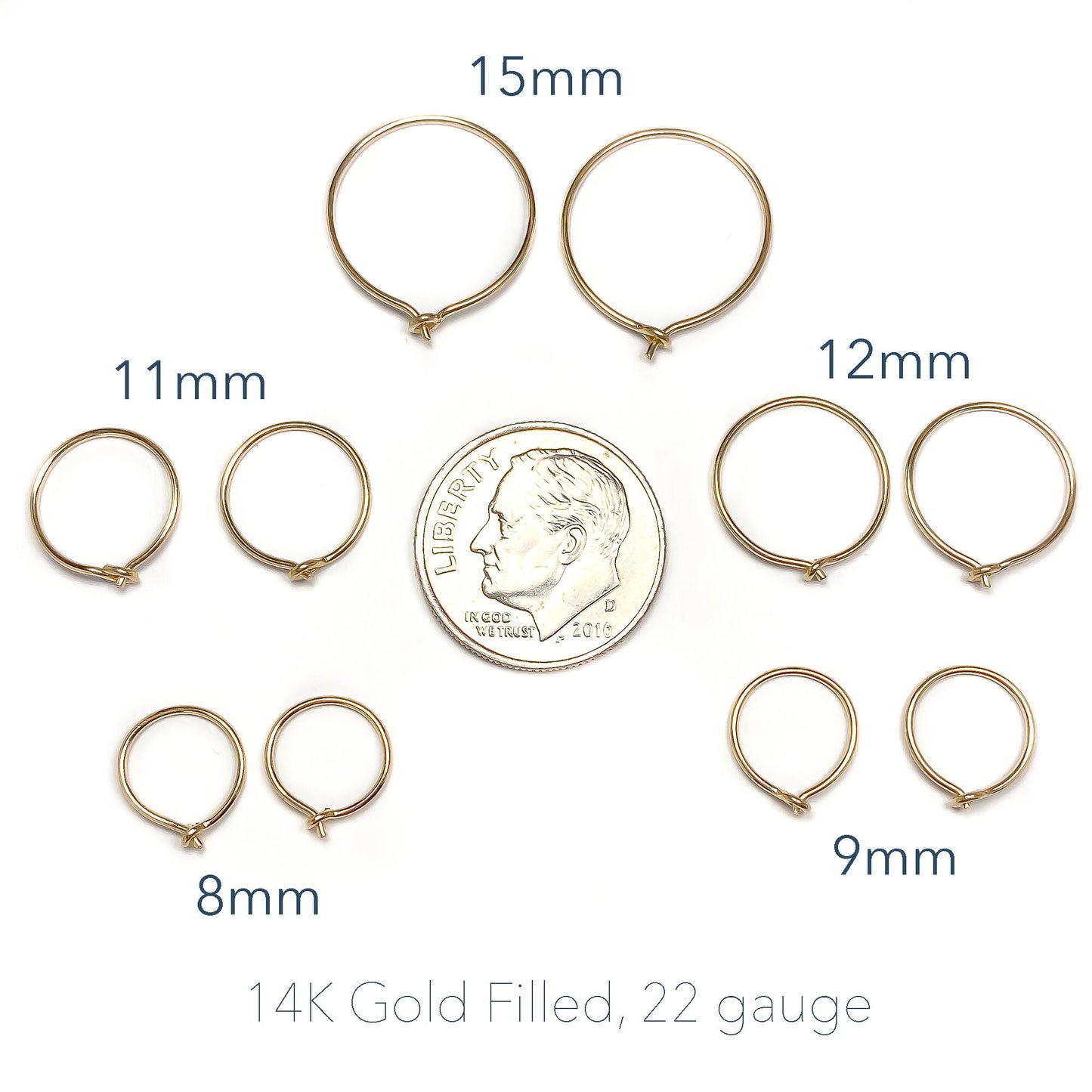 Small Eyelet Hoop Earrings, 12mm