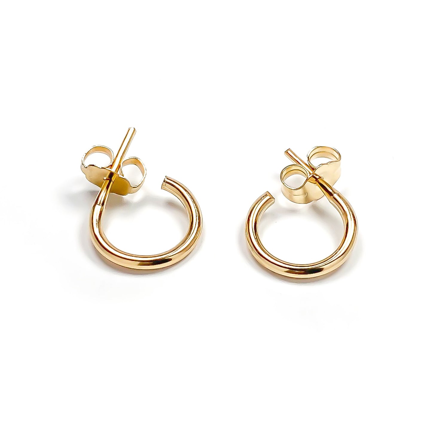 9mm Hoop Earrings with Post, 14K Gold Filled