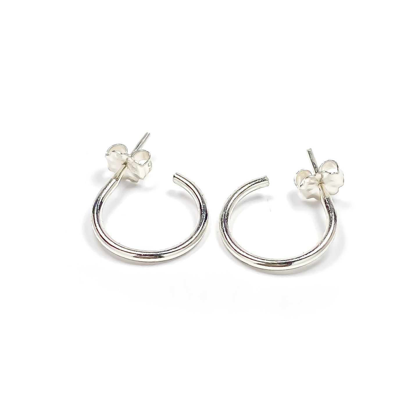 12mm Hoop Earrings with Post, Sterling Silver