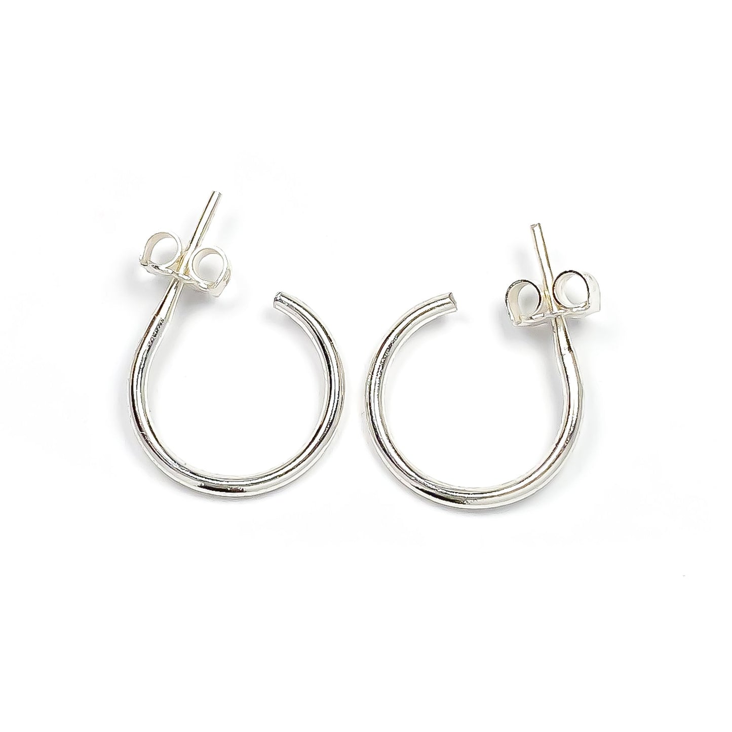 12mm Hoop Earrings with Post, Sterling Silver
