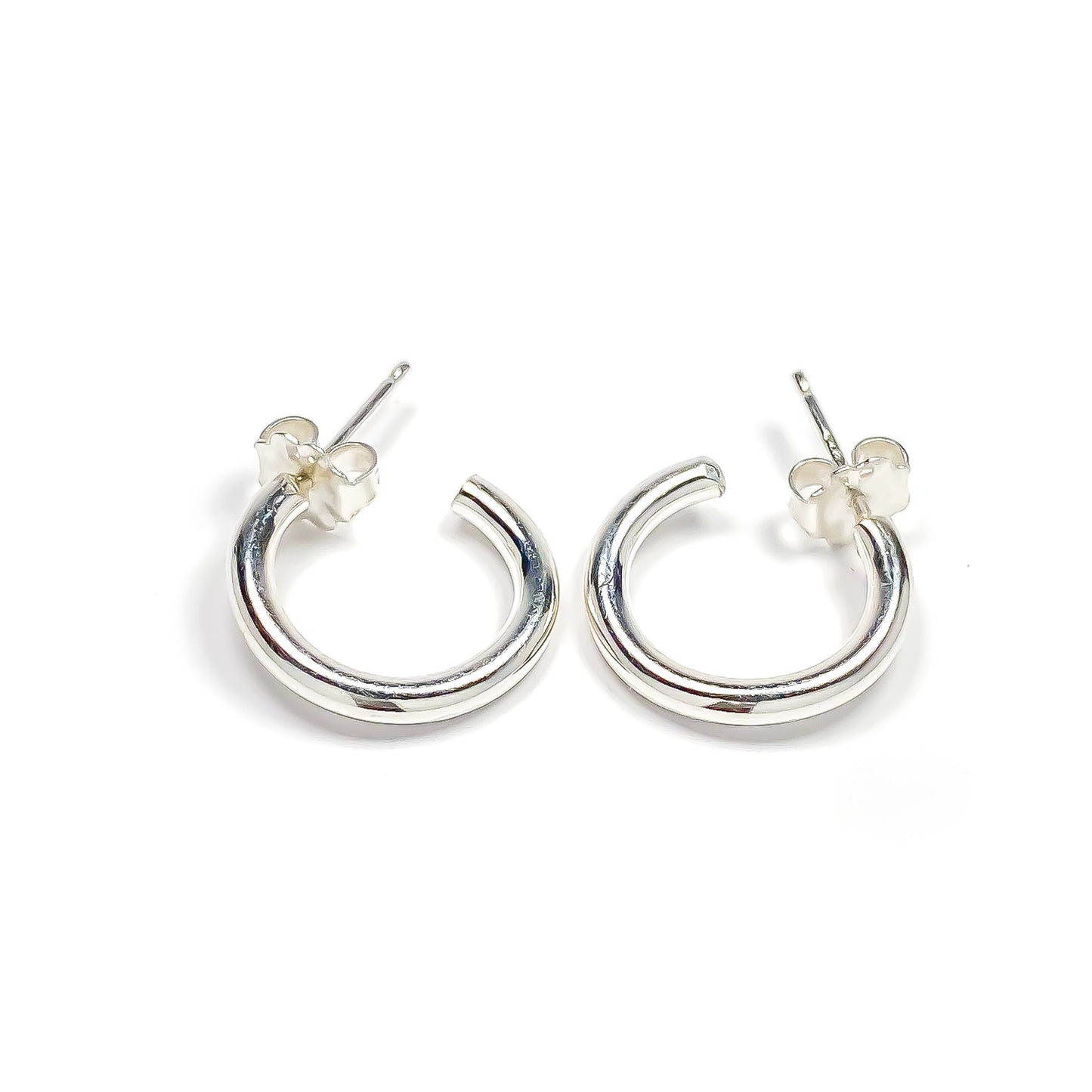 Pair of Small 14mm Hoop Earrings, Sterling Silver