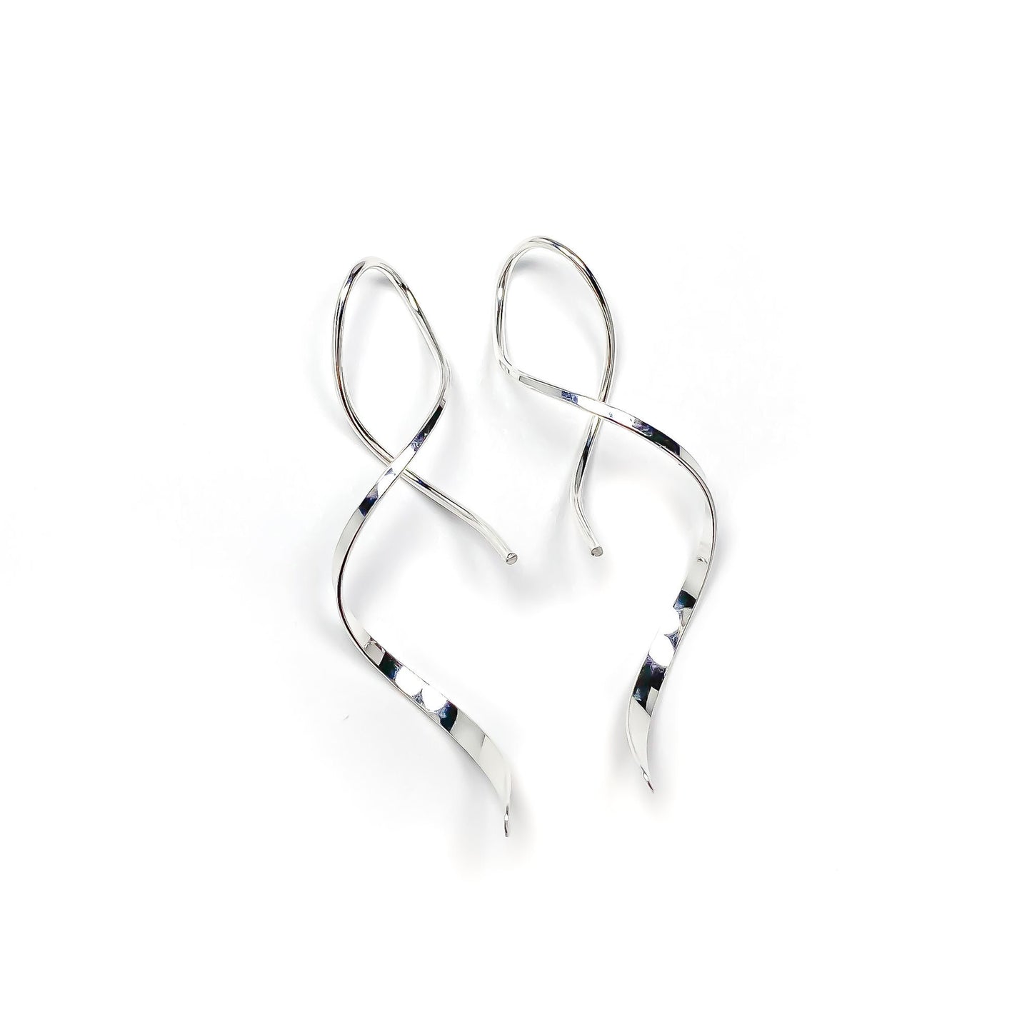 14K White Gold Spiral Earrings