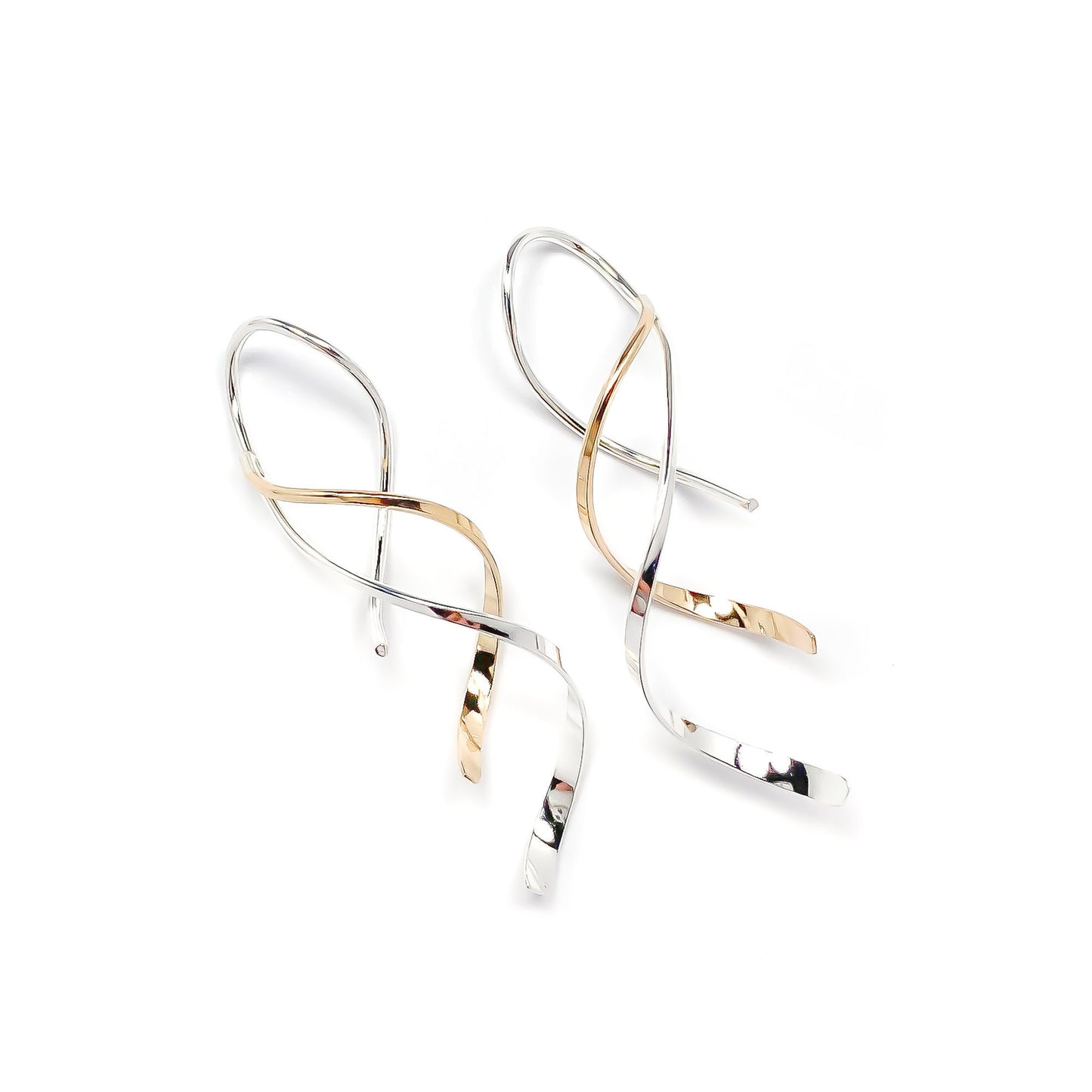 Gold & Silver Mix Double Spiral Earrings