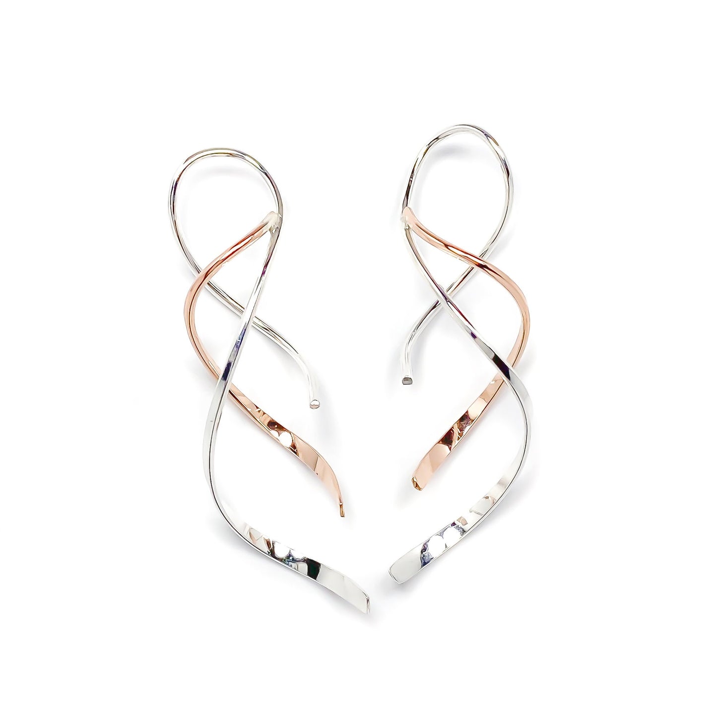 Rose Gold & Silver Mix Double Spiral Earrings