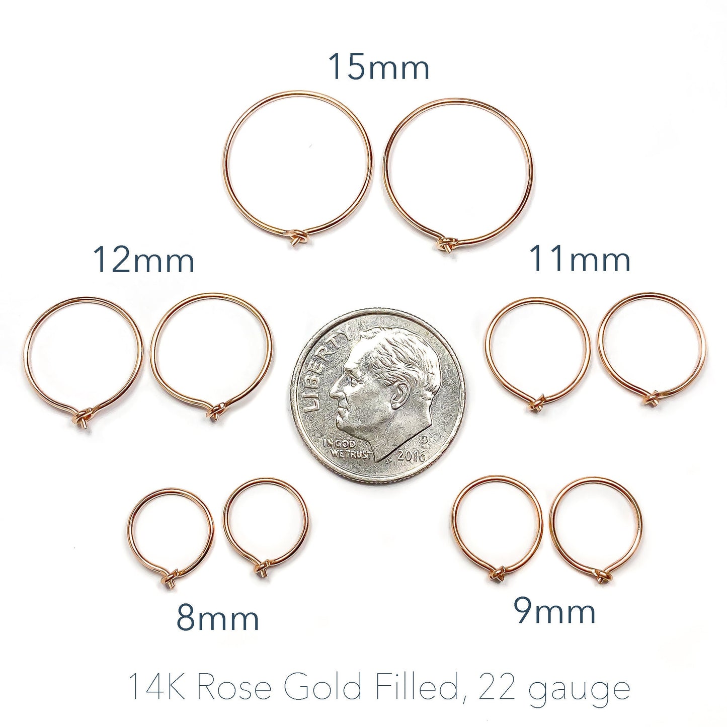 Small Eyelet Hoops, 14K Rose Gold Filled