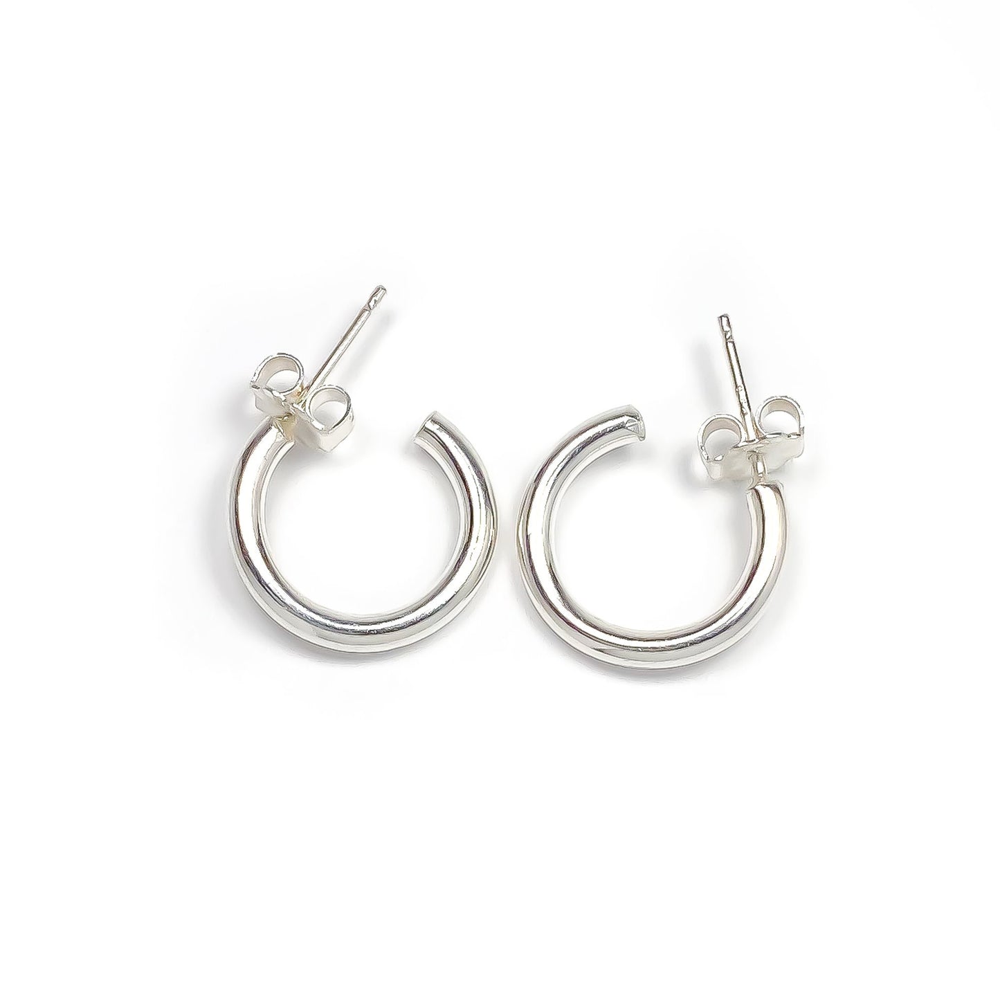 Pair of Small 14mm Hoop Earrings, Sterling Silver