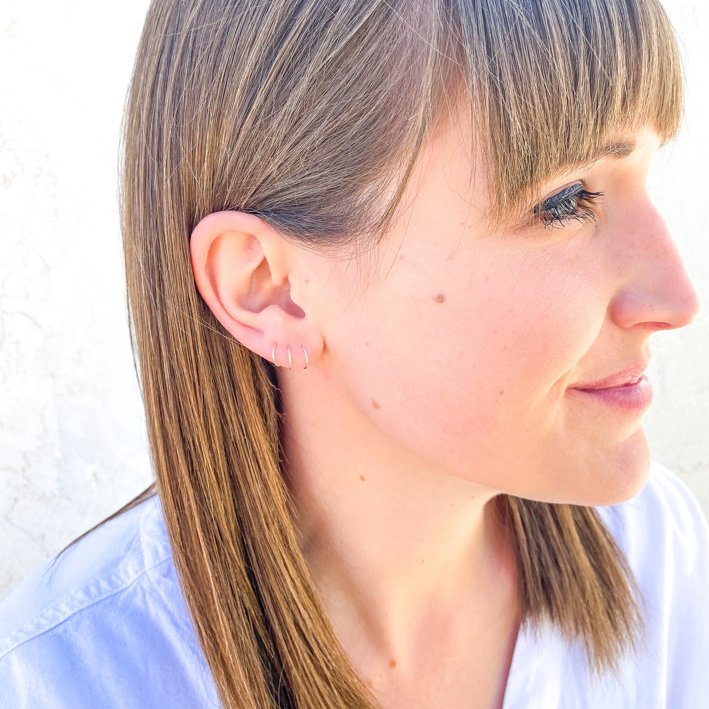 Small Hoop Earrings, Eyelet Sterling Silver