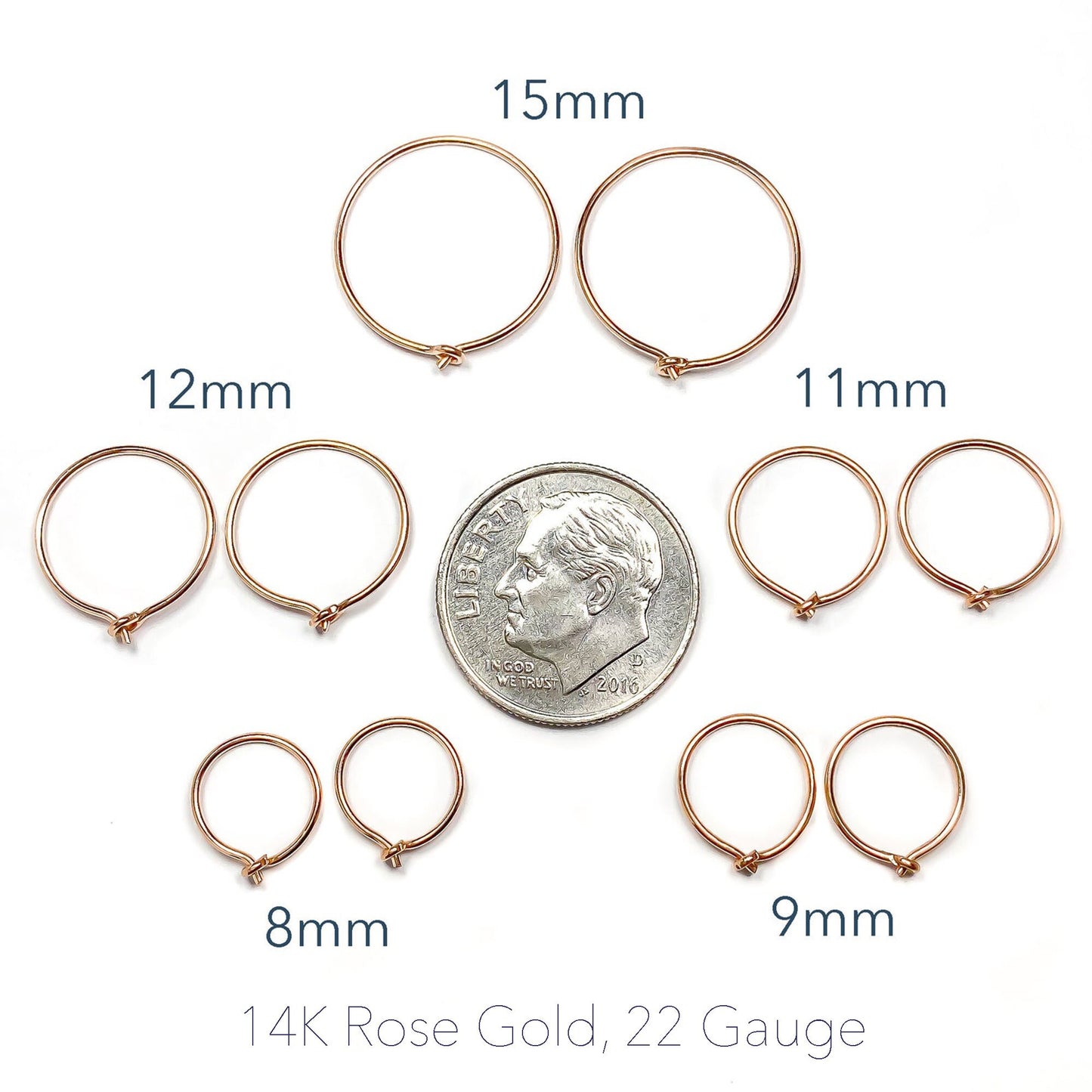 14K Rose Gold Mini Eyelet Hoops