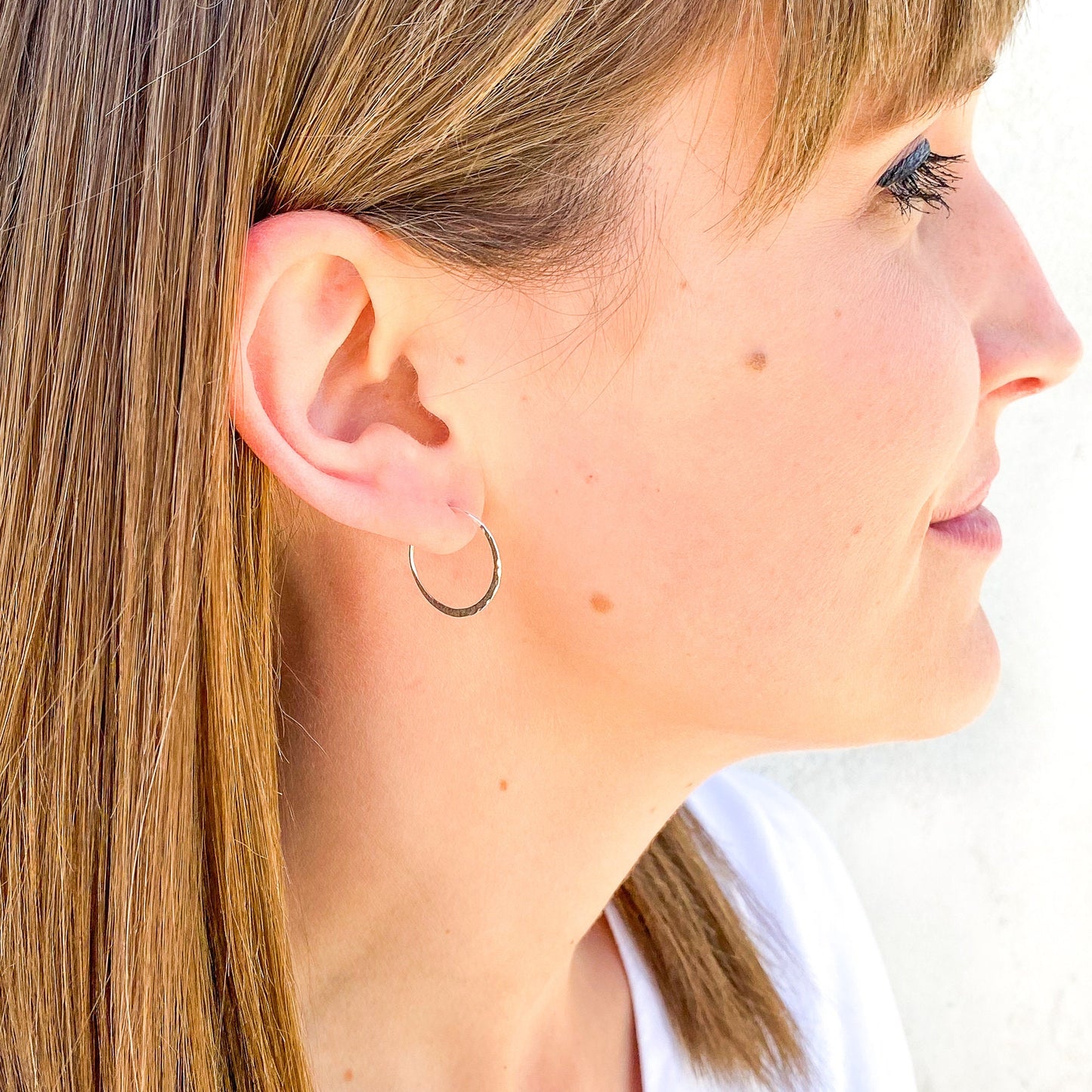 20mm Small Hammered Earrings, Sterling Silver