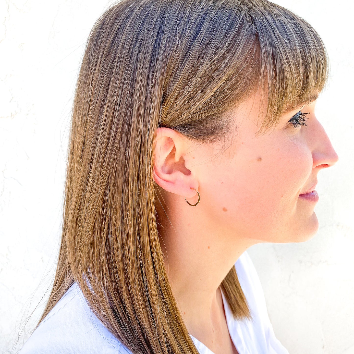 15mm Hammered Hoop Earrings, 14K Gold Filled