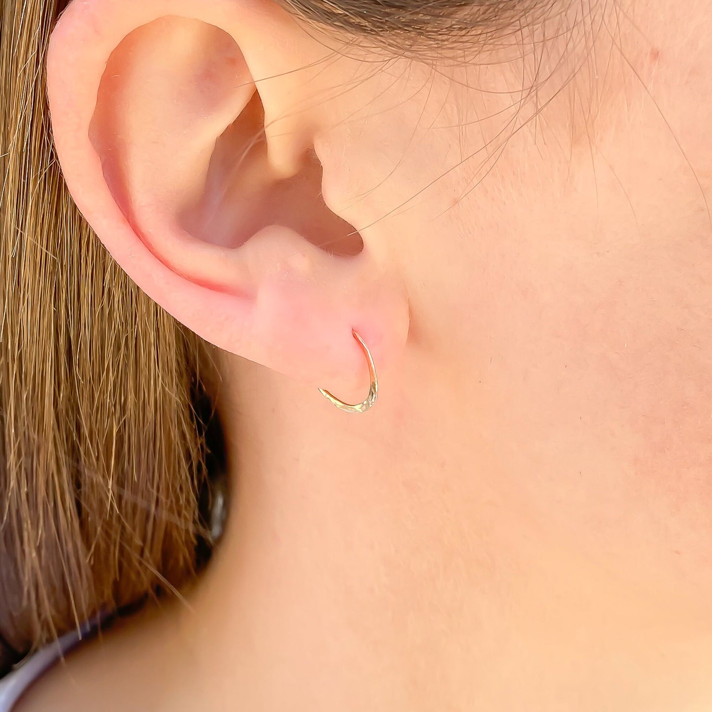Hammered Small Hoops, 10mm