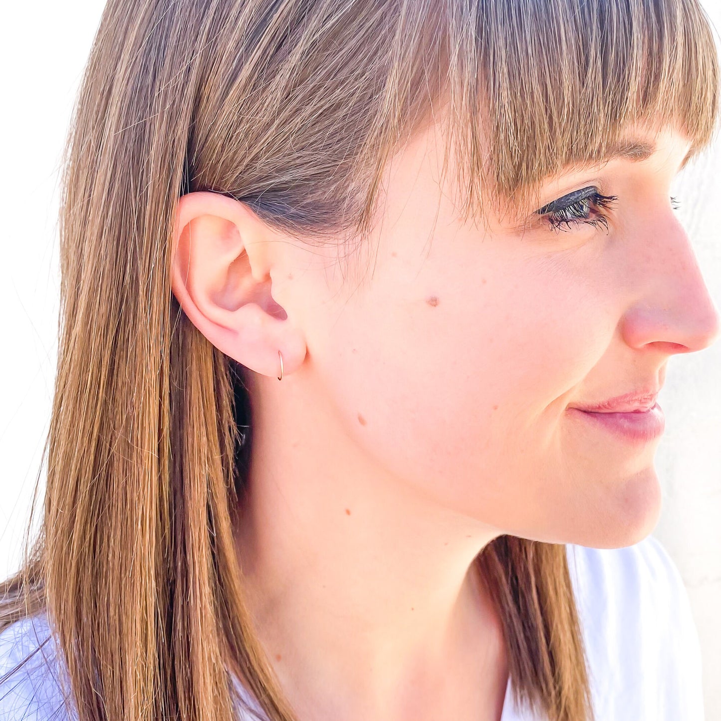 14K Rose Gold Filled Eyelet Hoops, 11mm