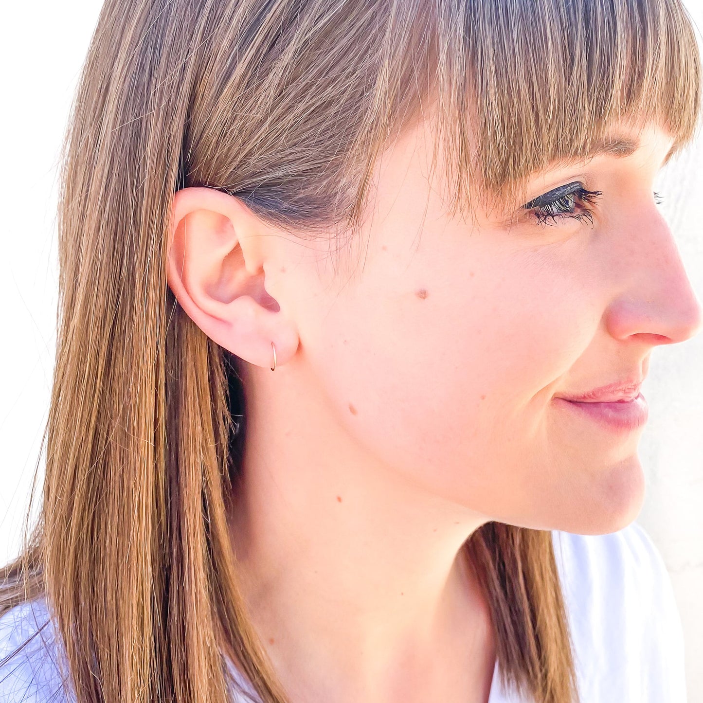 14K Rose Gold Mini Eyelet Hoops