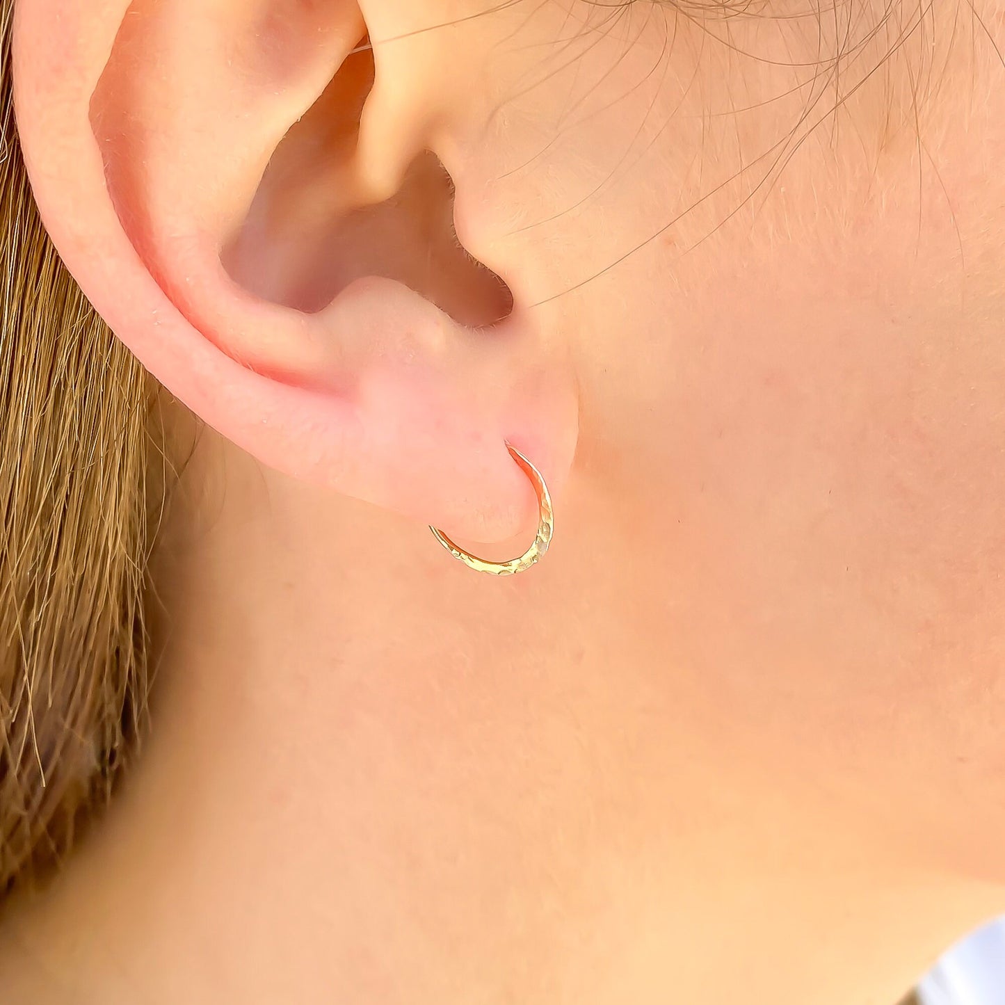 Hammered Small Hoops, 10mm