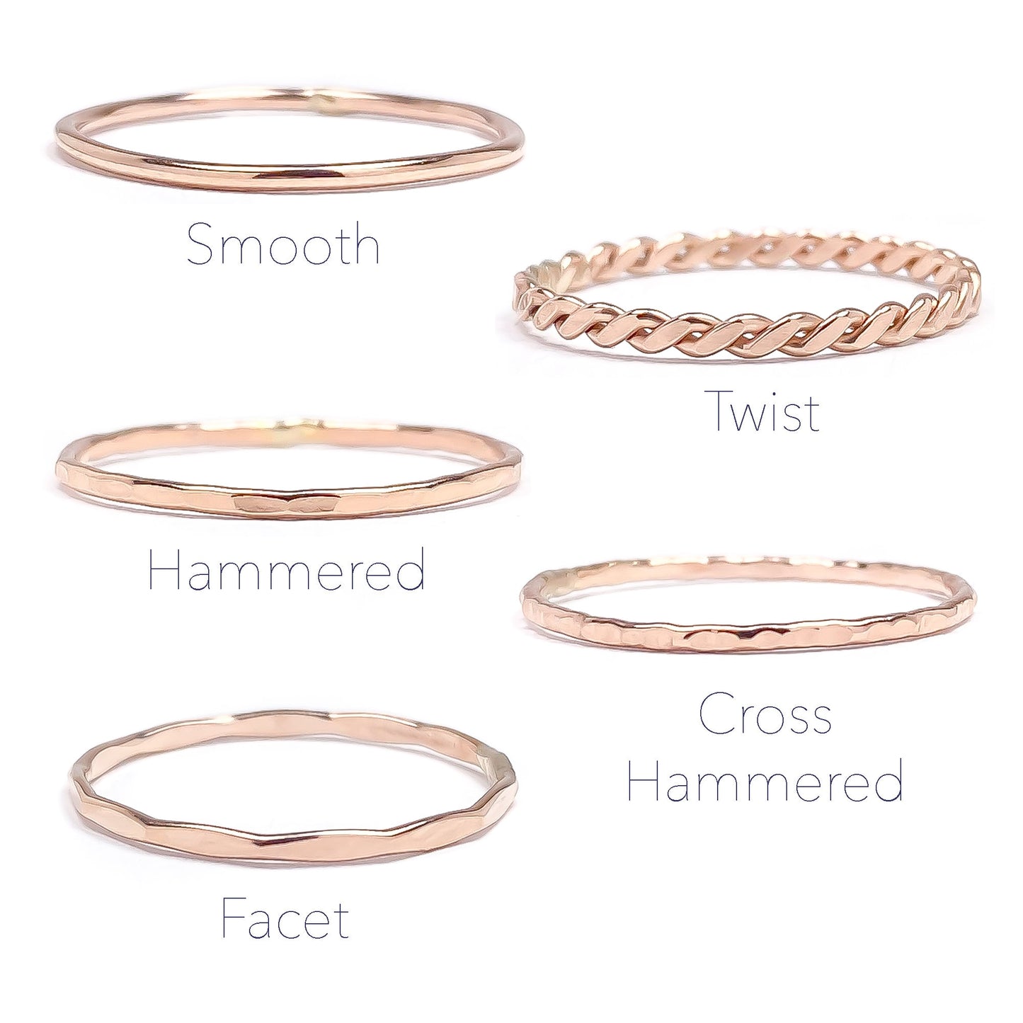 Rose Gold Filled Stacking Ring Set