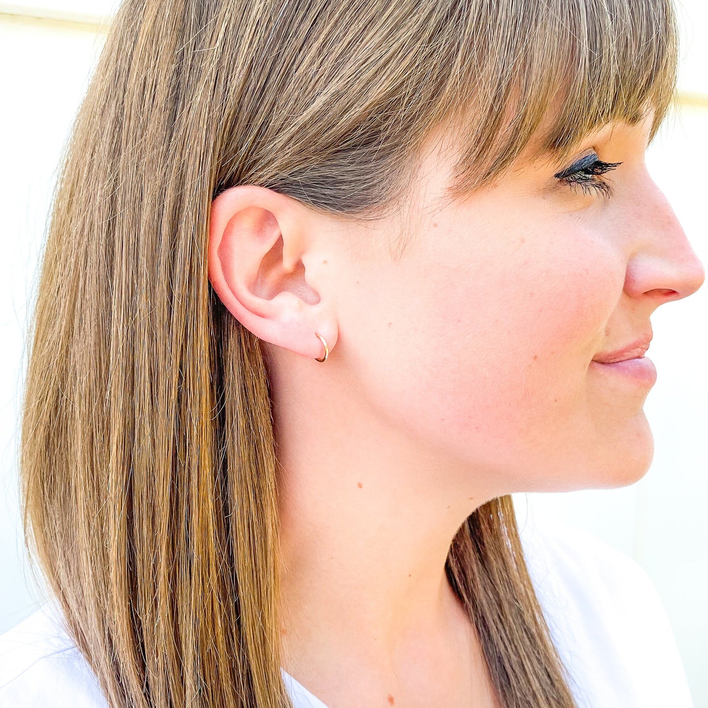 9mm Hoop Earrings with Post, 14K Gold Filled