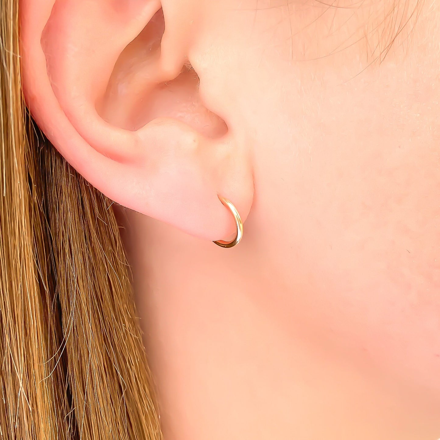 9mm Hoop Earrings with Post, 14K Gold Filled