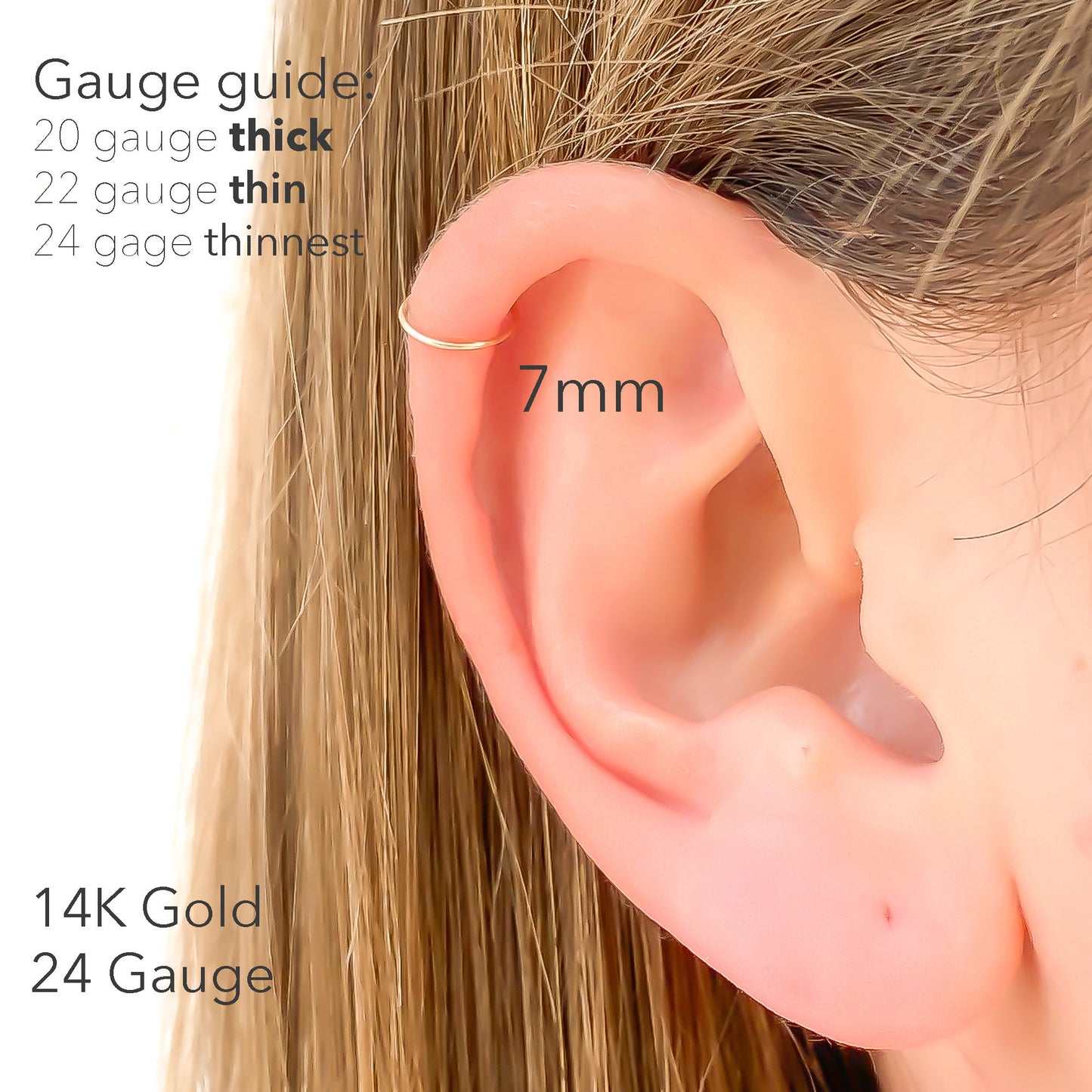Solid 14K Gold Cartilage Hoop