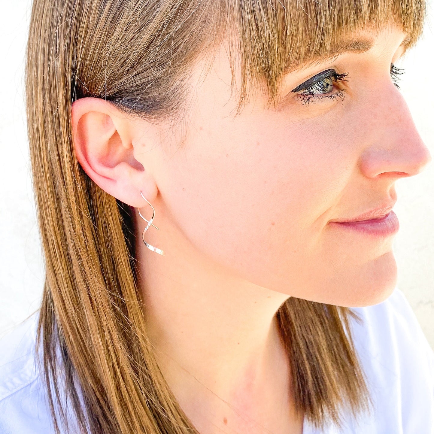 14K White Gold Spiral Earrings