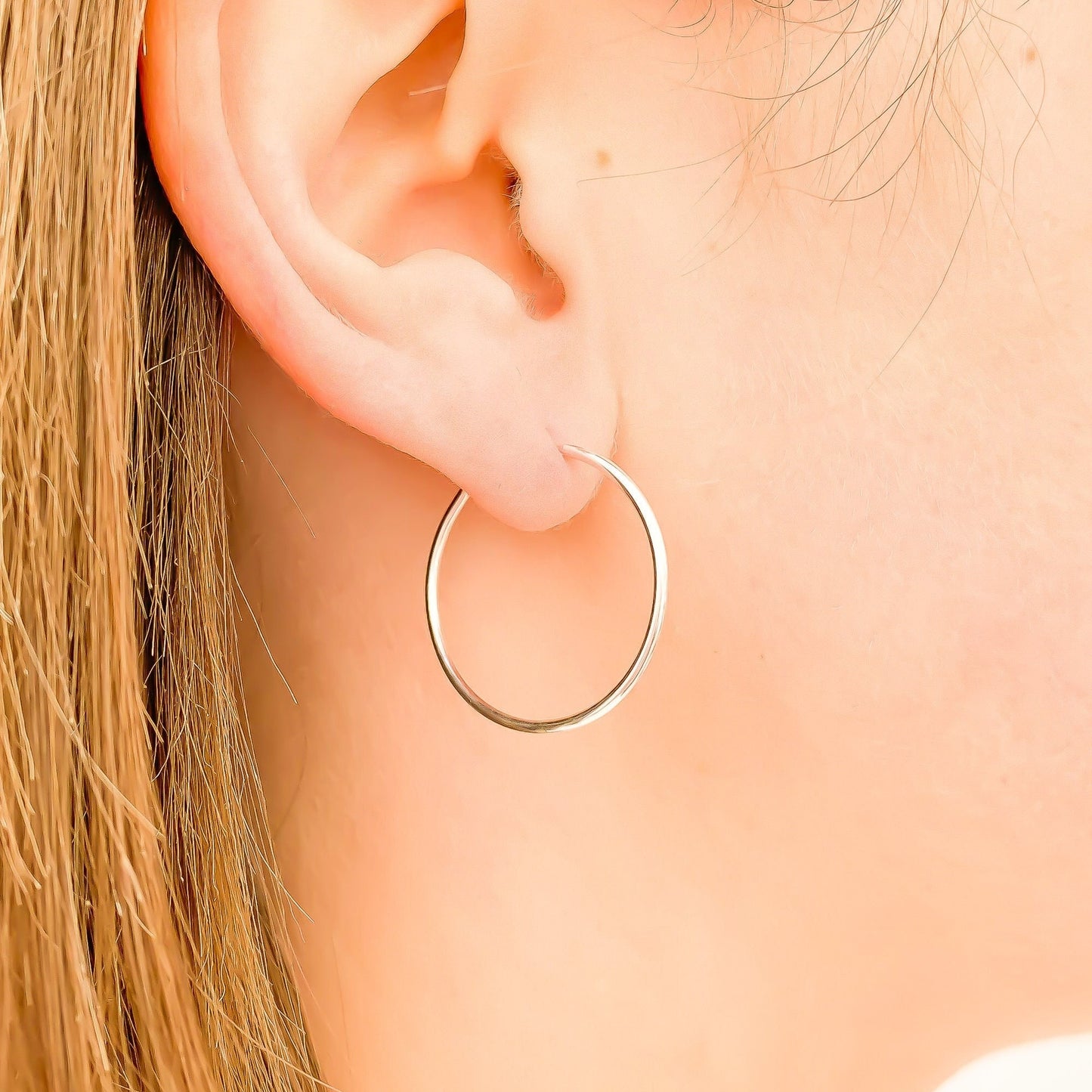 25mm Hoop Earrings, Sterling Silver