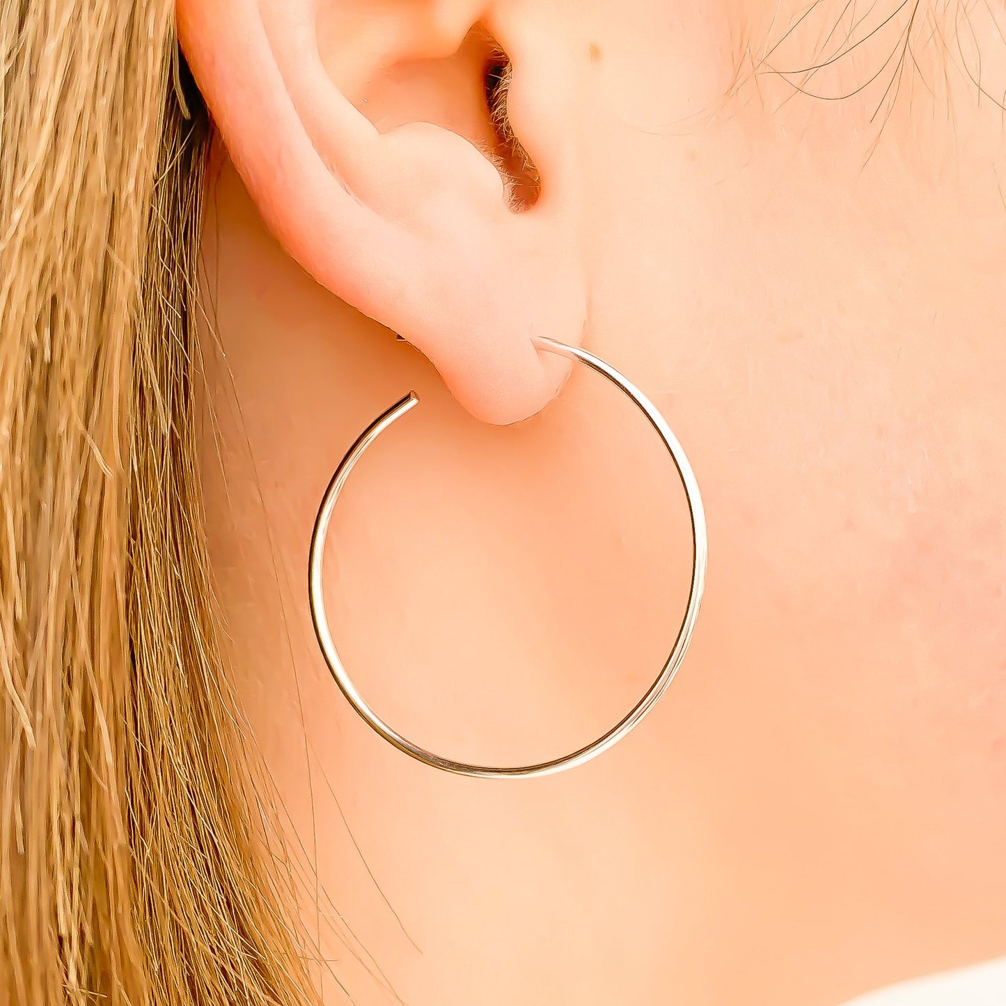 40mm Hoop Earrings, Sterling Silver
