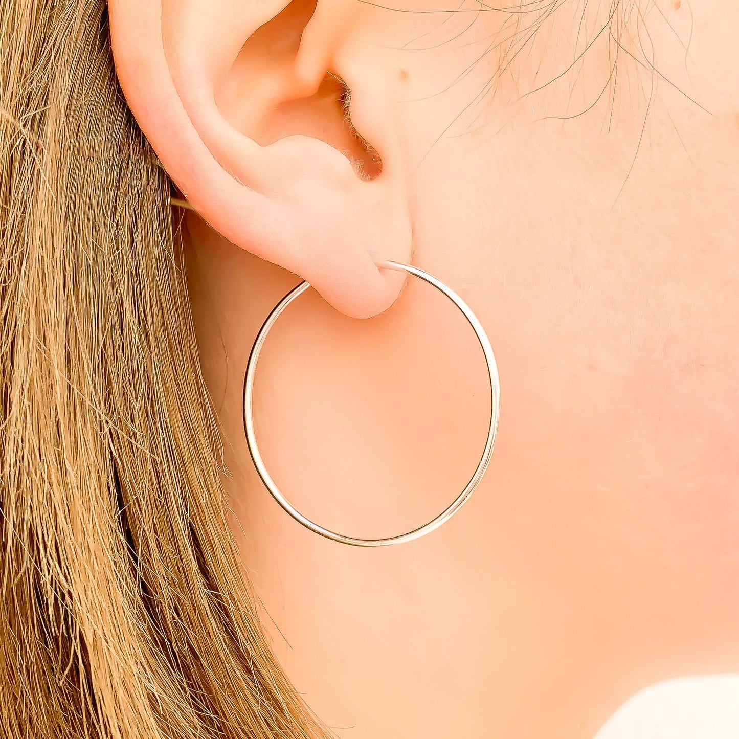40mm Hoop Earrings, Sterling Silver