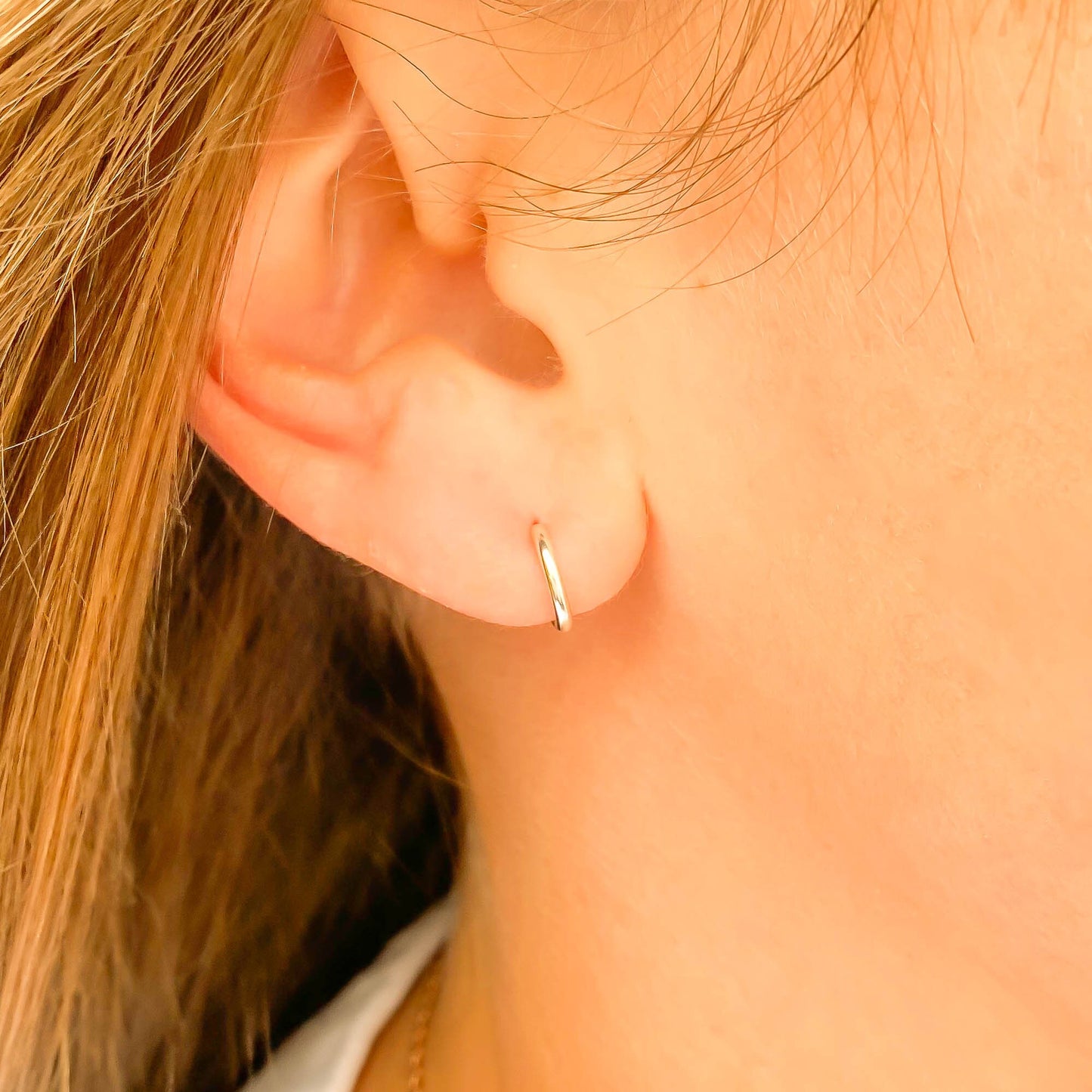 Sterling Silver Hoop Earrings with Posts, 7mm