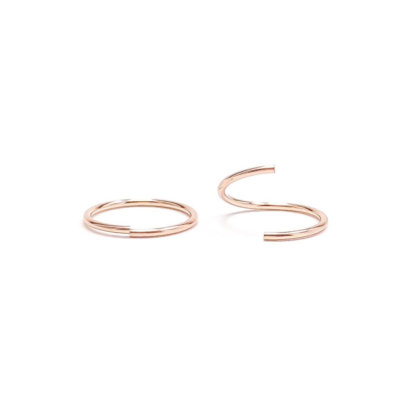 14K Rose Gold Hoop Earrings, Continuous