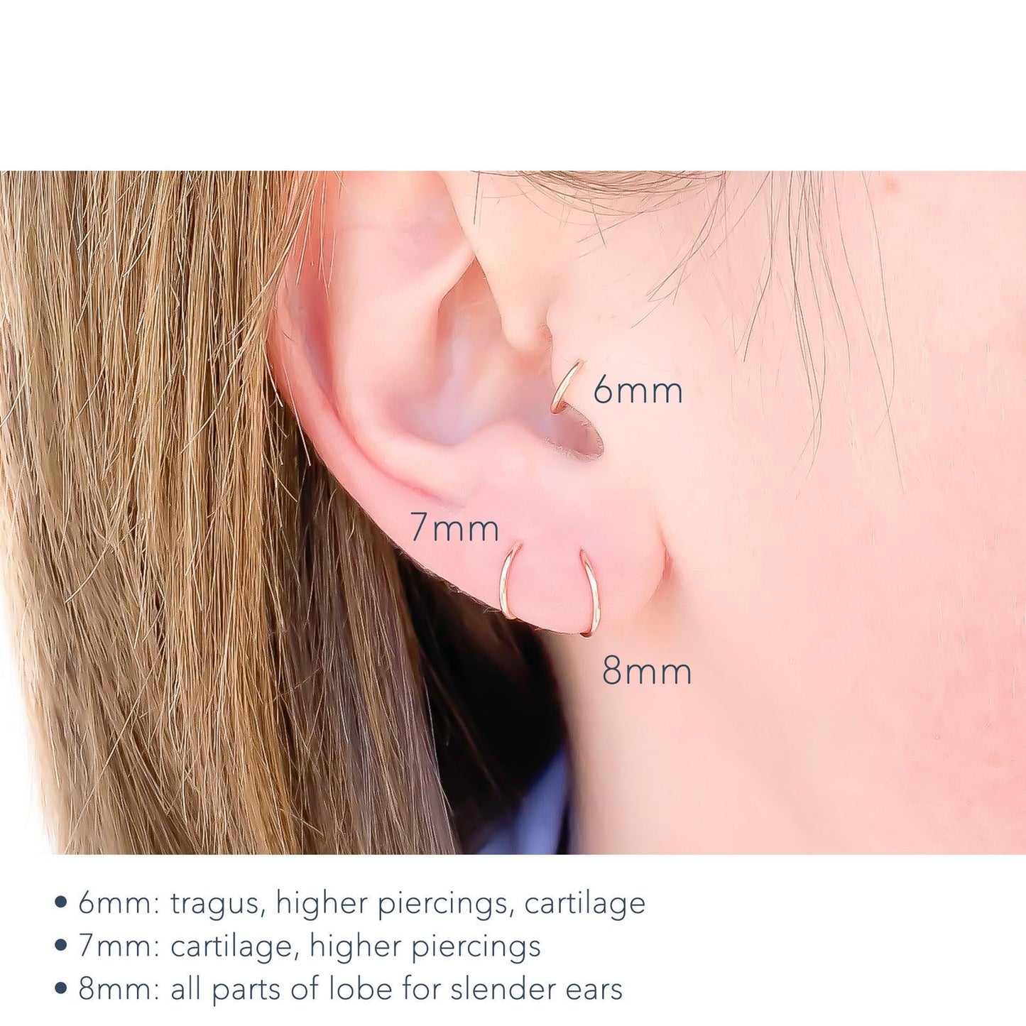 14K Rose Gold Hoop Earrings, Continuous