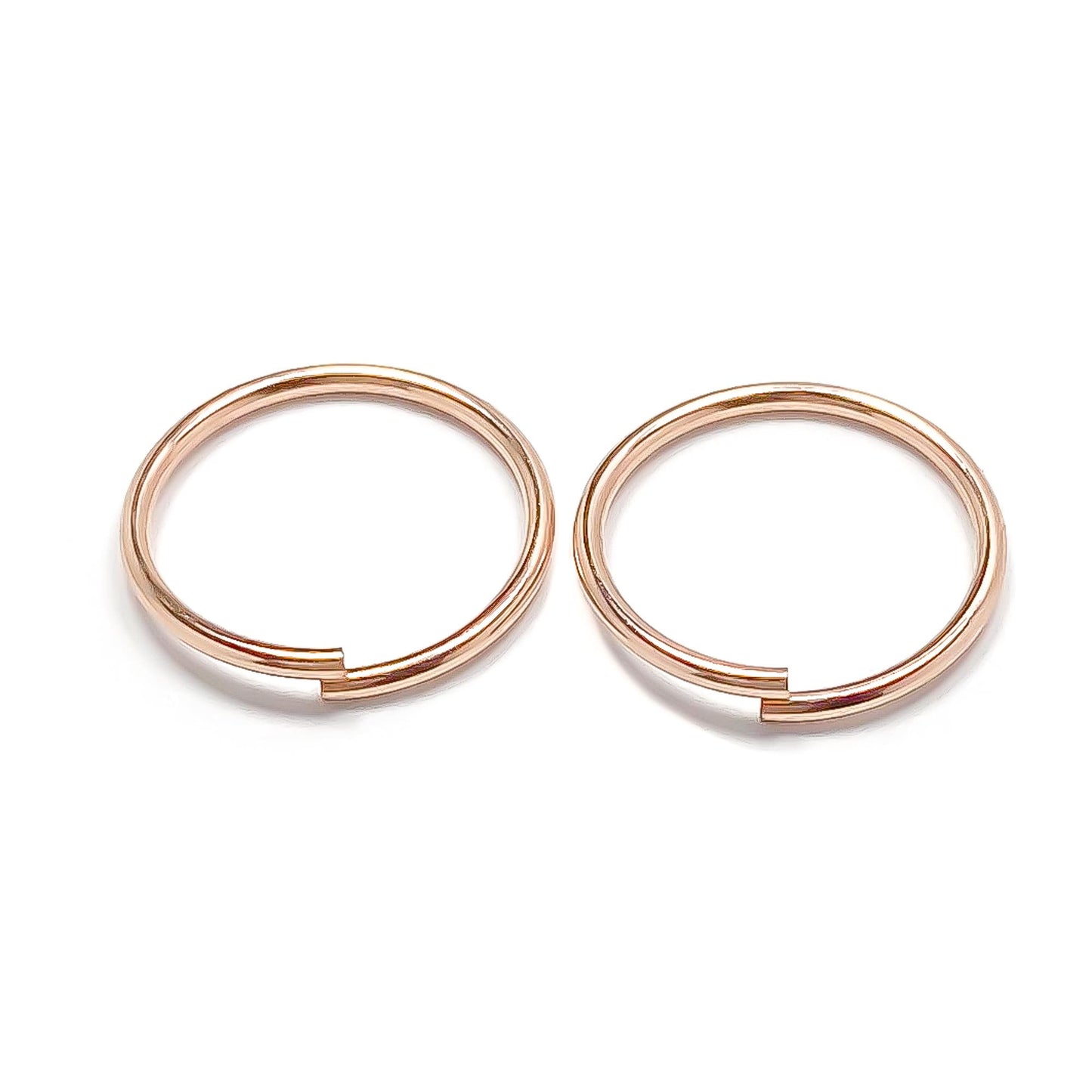 14K Rose Gold Hoop Earrings, Continuous