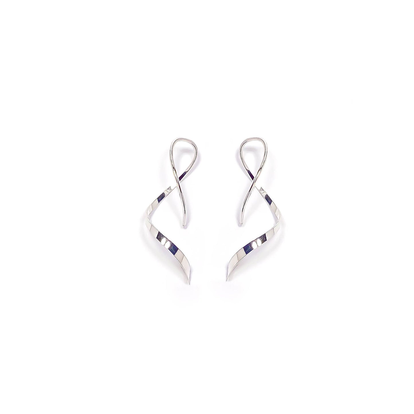 Mini Spiral Earrings, Solid 14K White Gold