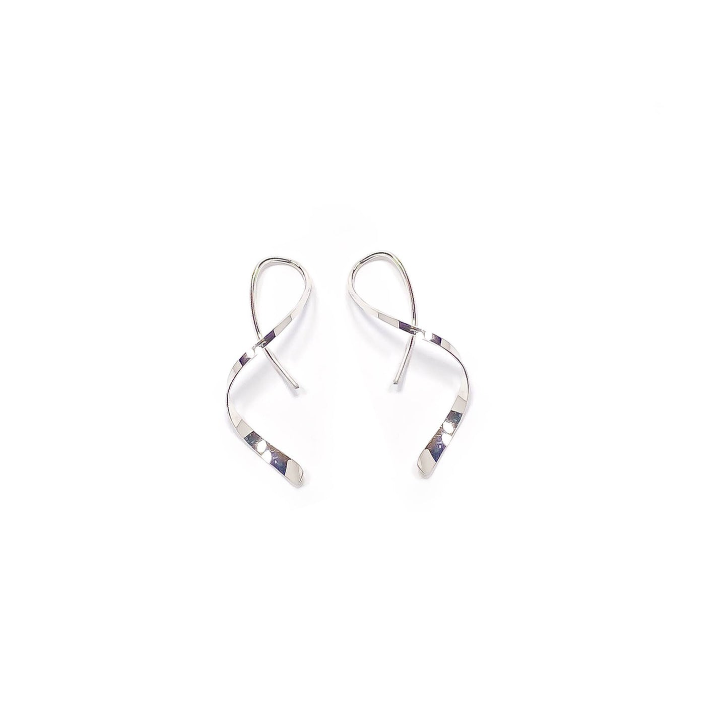 Mini Spiral Earrings, Solid 14K White Gold