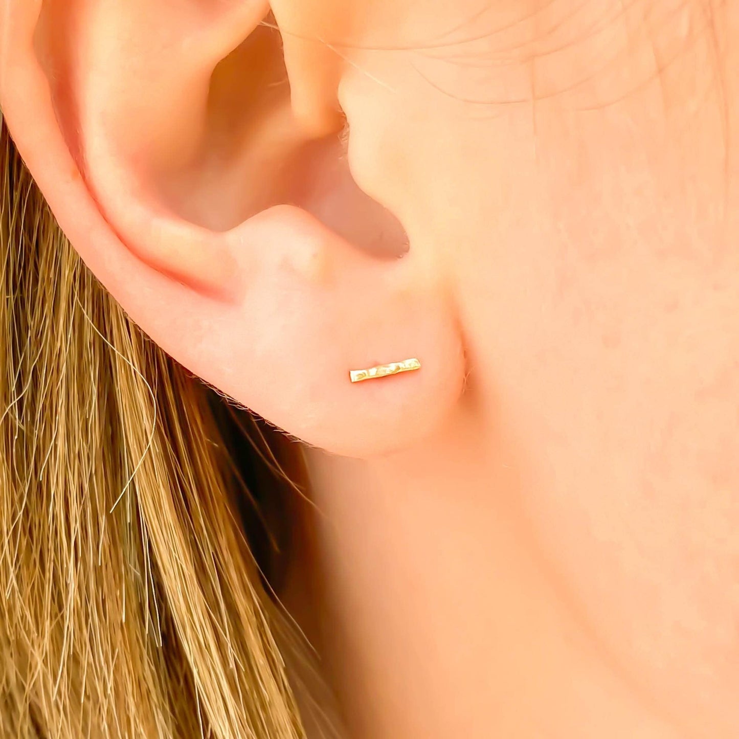 14K Tiny Bar Studs