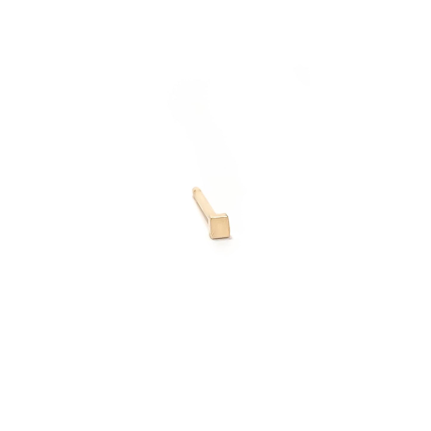 14K Tiny Square Stud Earring, 2mm