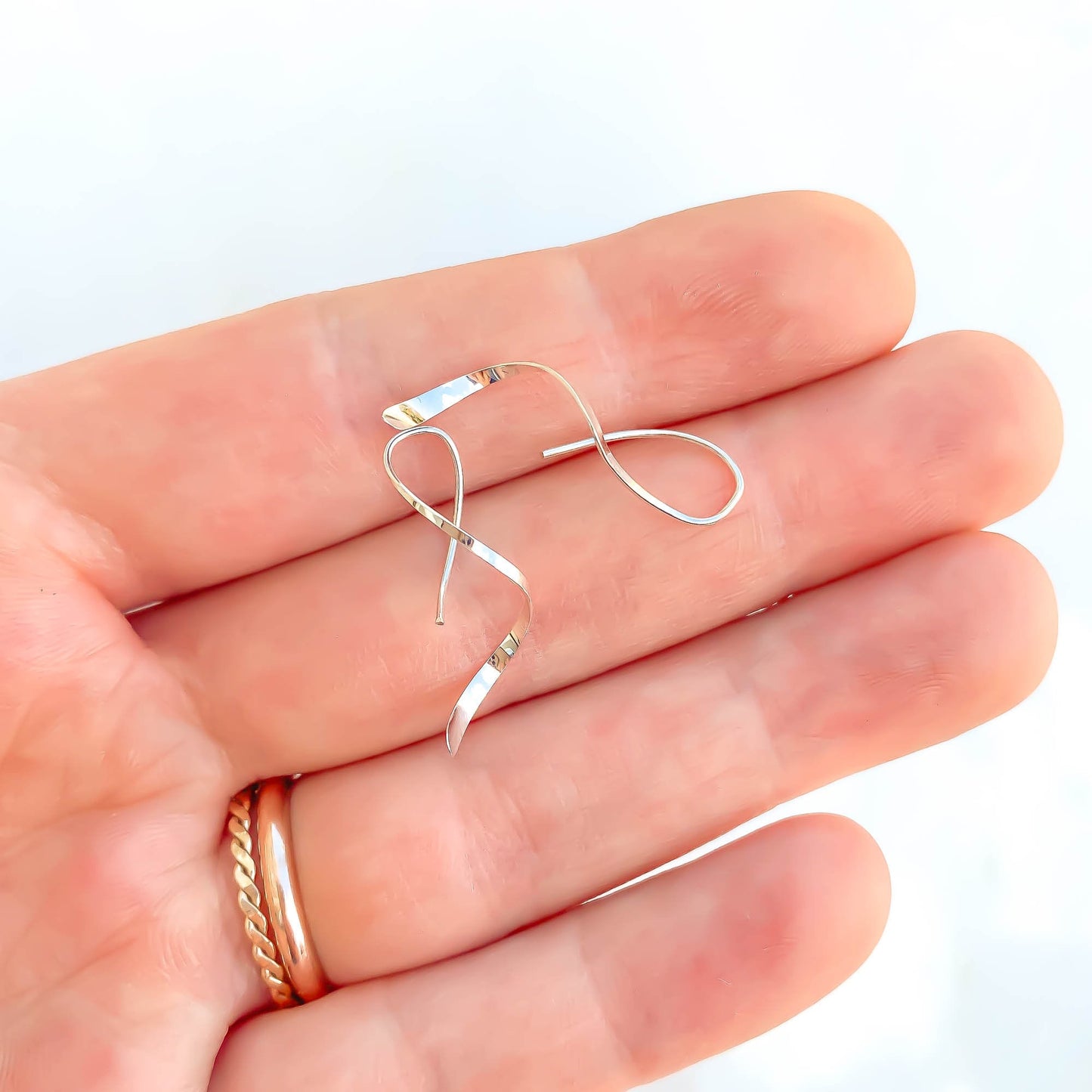 Mini Spiral Earrings, Solid 14K White Gold