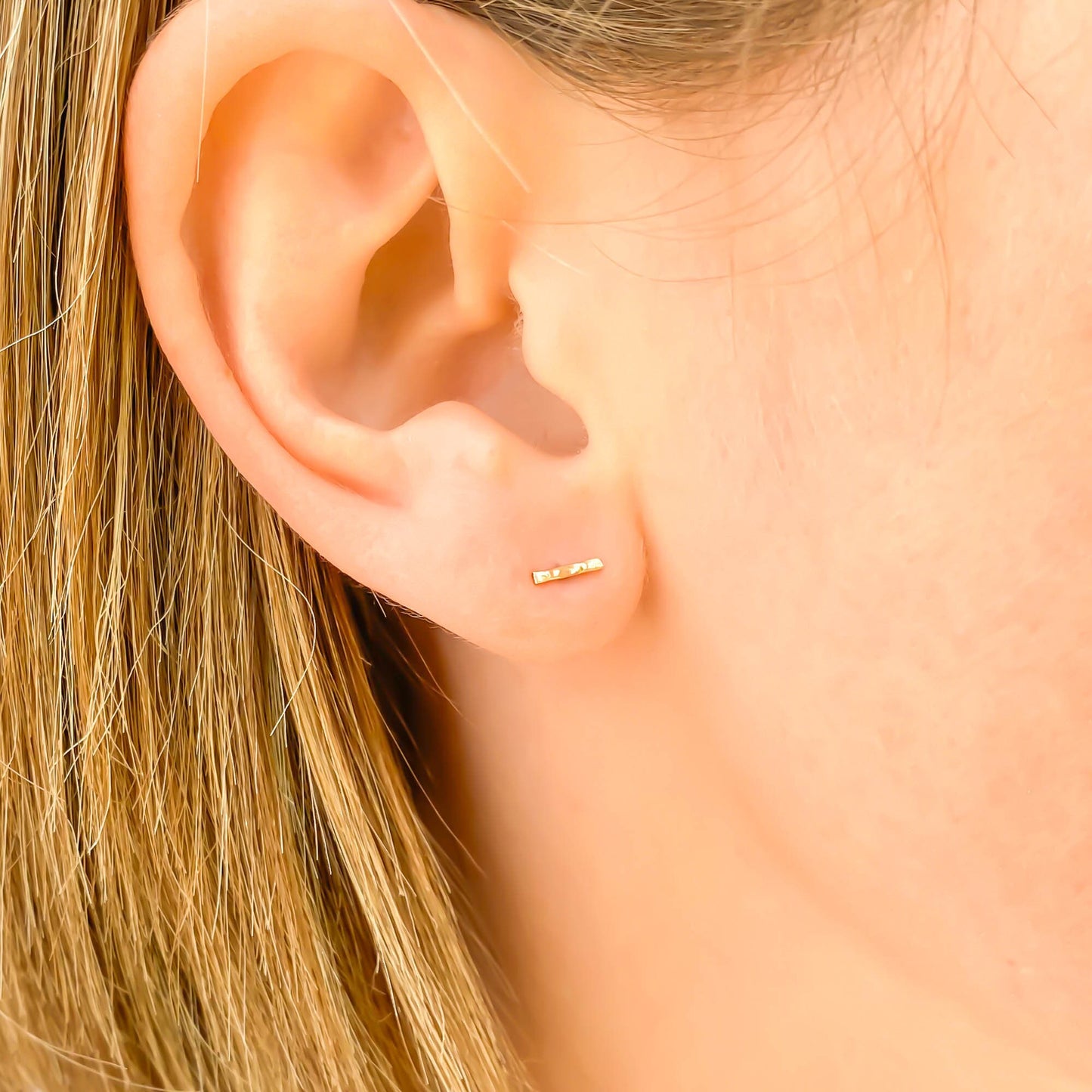 14K Tiny Bar Studs