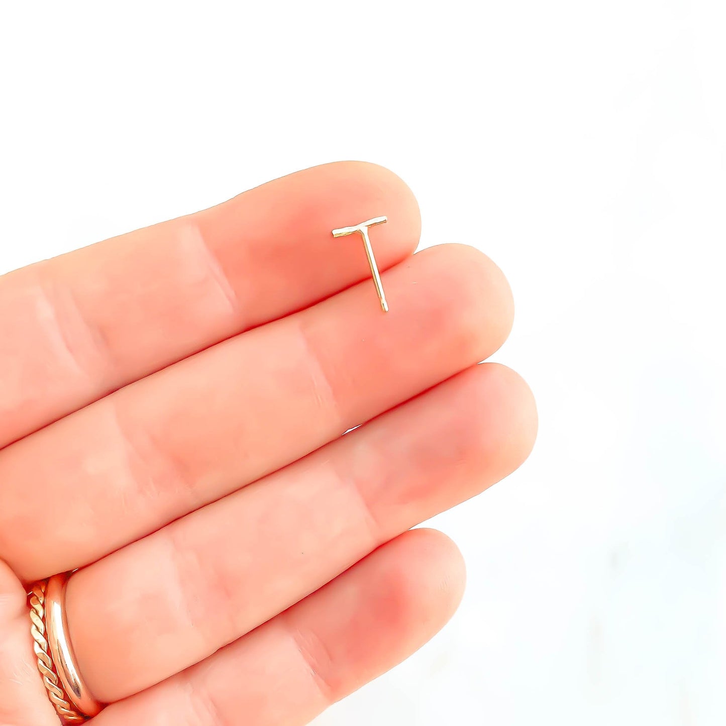 14K Tiny Bar Studs
