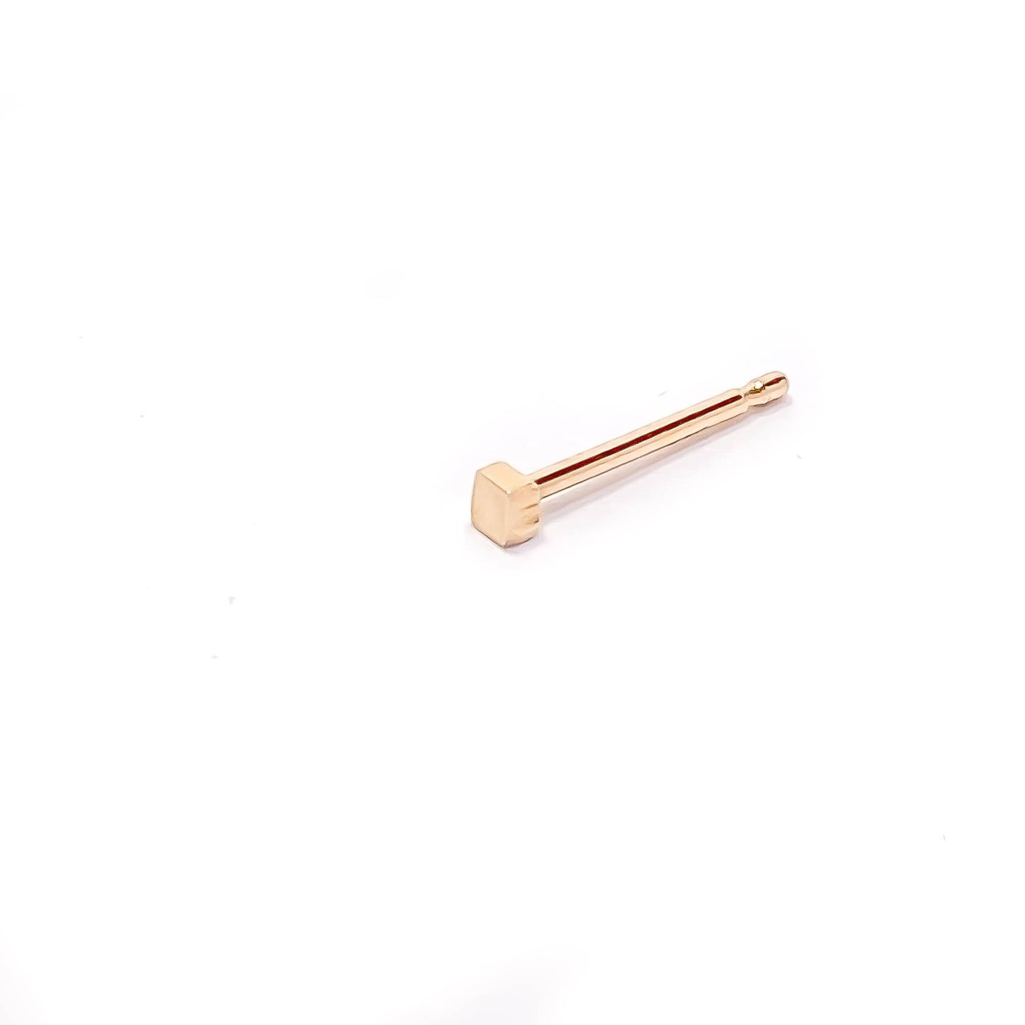 14K Tiny Square Stud Earring, 2mm