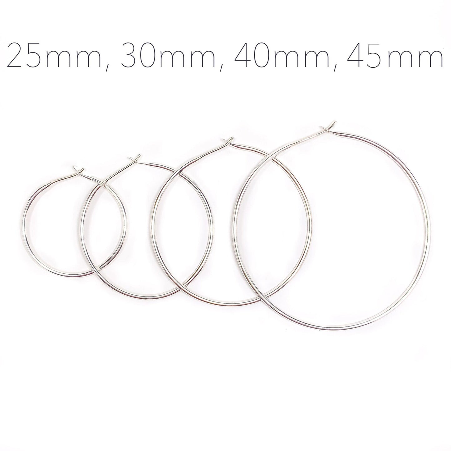 25mm Hoop Earrings, Sterling Silver