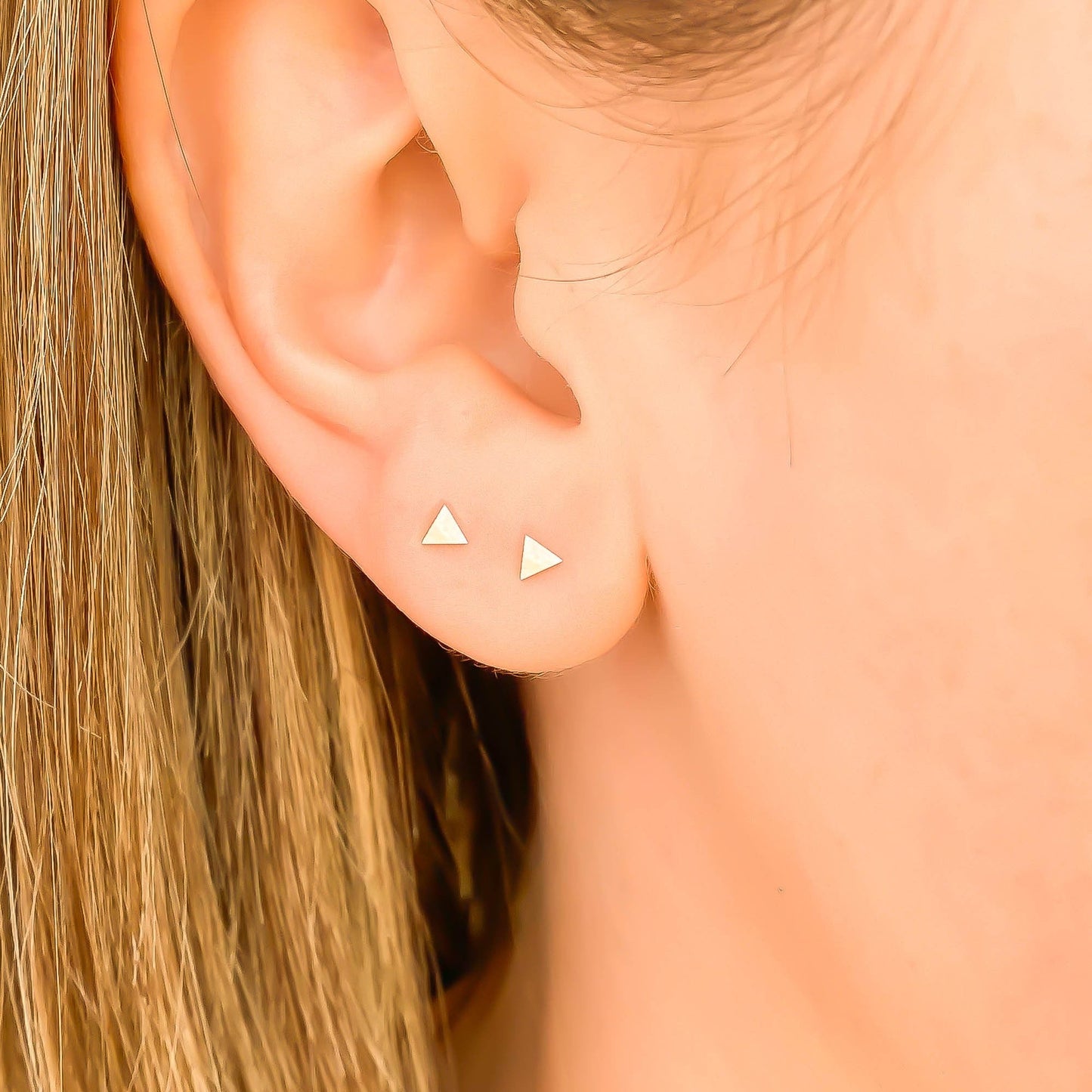14K Gold Geometric Small Studs