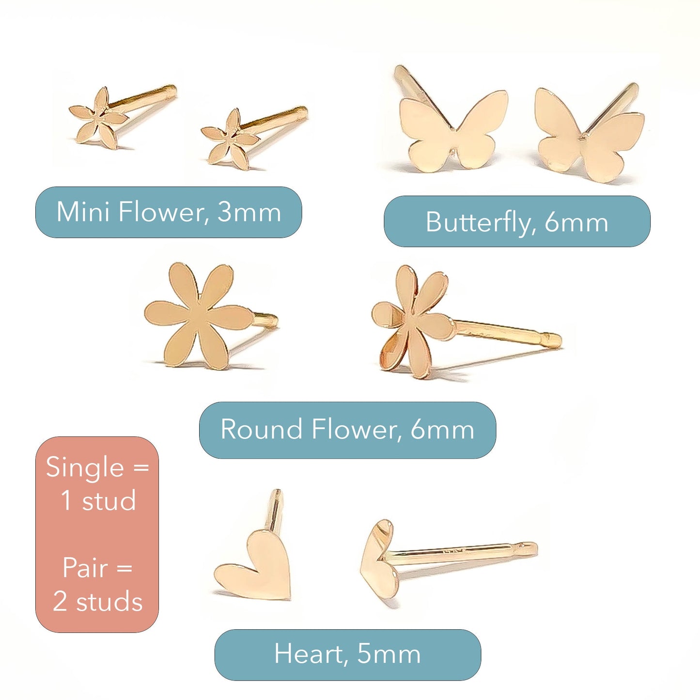 Single or Pair of Solid 14K Gold Earrings