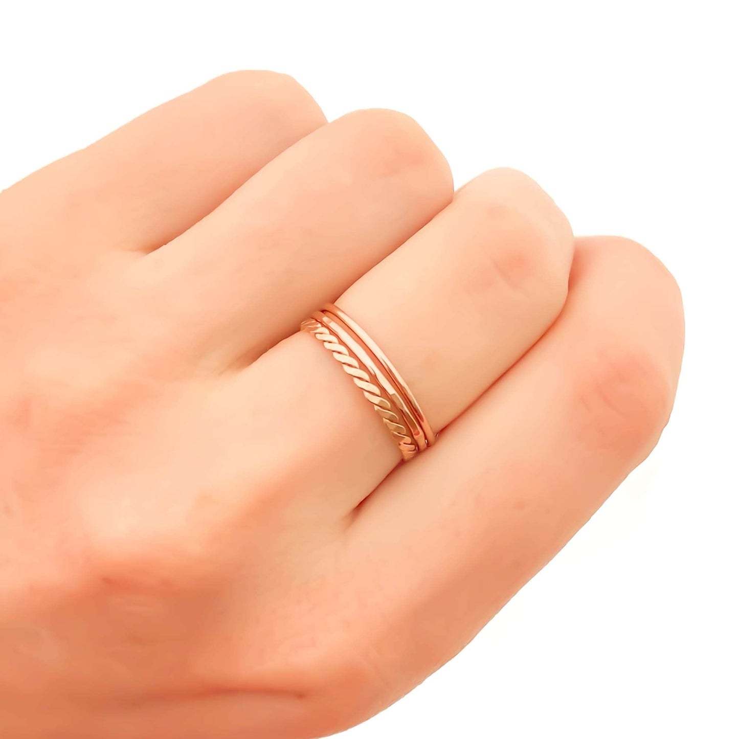 Rose Gold Stacking Ring Set, 14K Rose Gold Filled