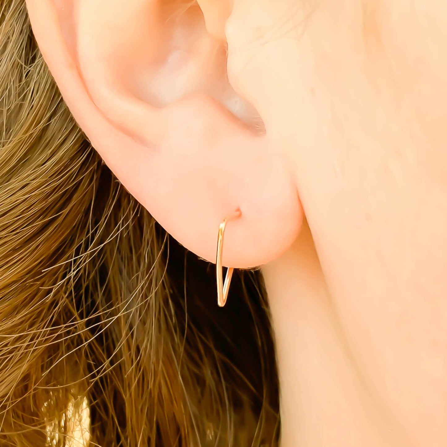 14K Gold Triangle Hoop Earrings