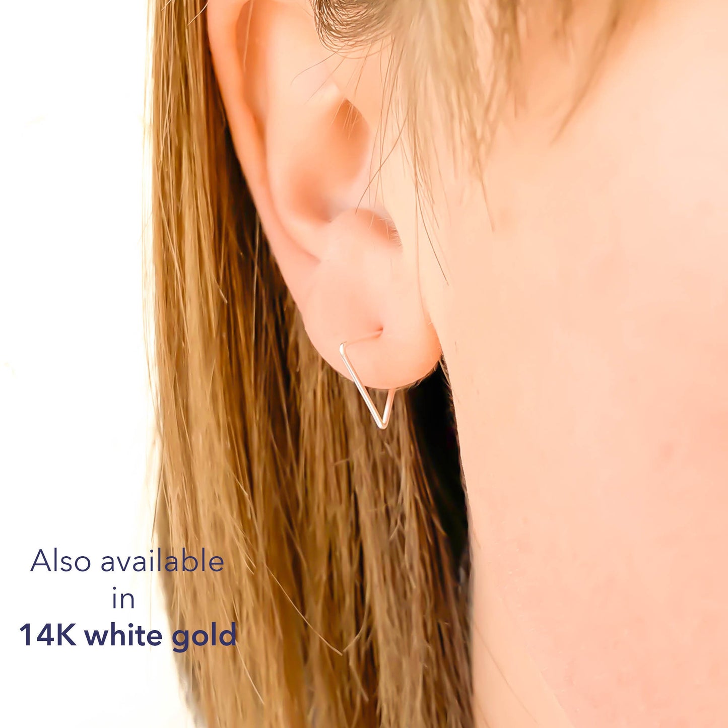 14K Gold Triangle Hoop Earrings