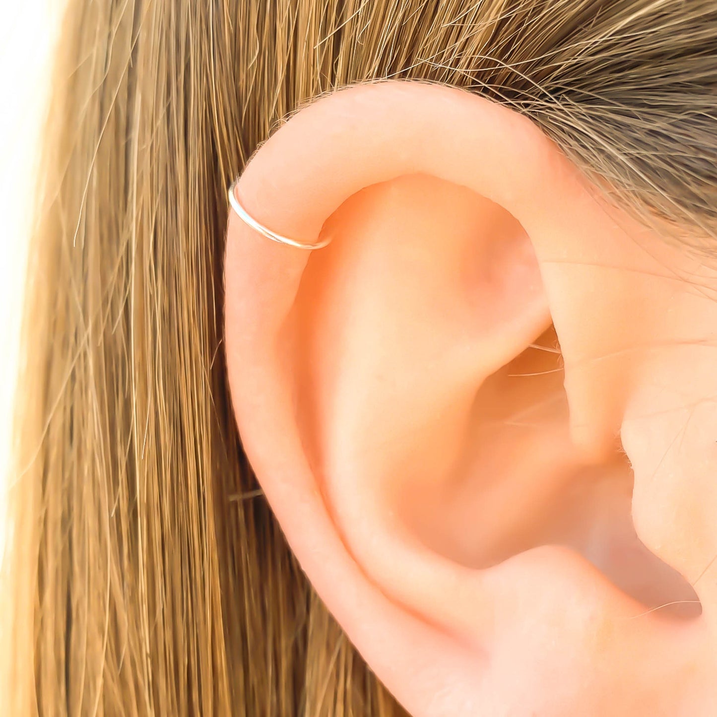 Solid 14K White Gold Cartilage Hoop