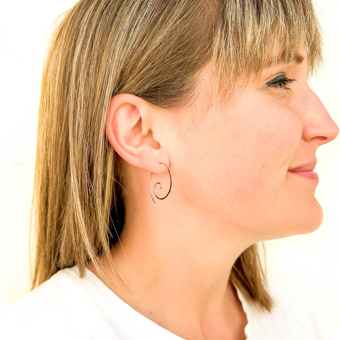 Thick Hammered Spiral Hoop Earrings