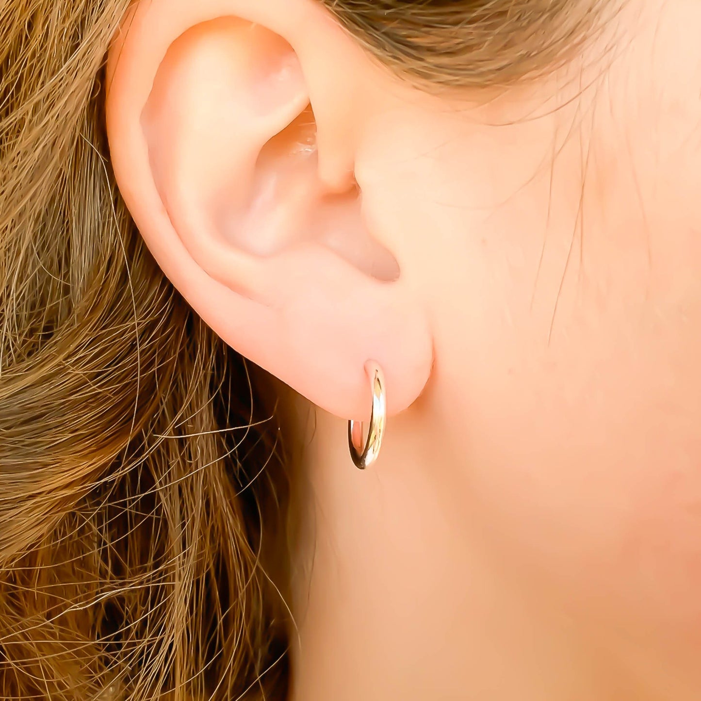 Pair of Small 14mm Hoop Earrings, Sterling Silver