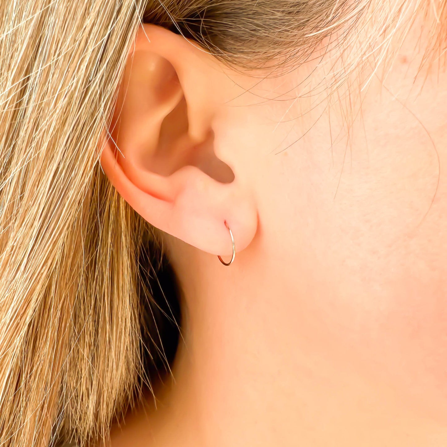 14K Rose Gold Filled Eyelet Hoops, 11mm