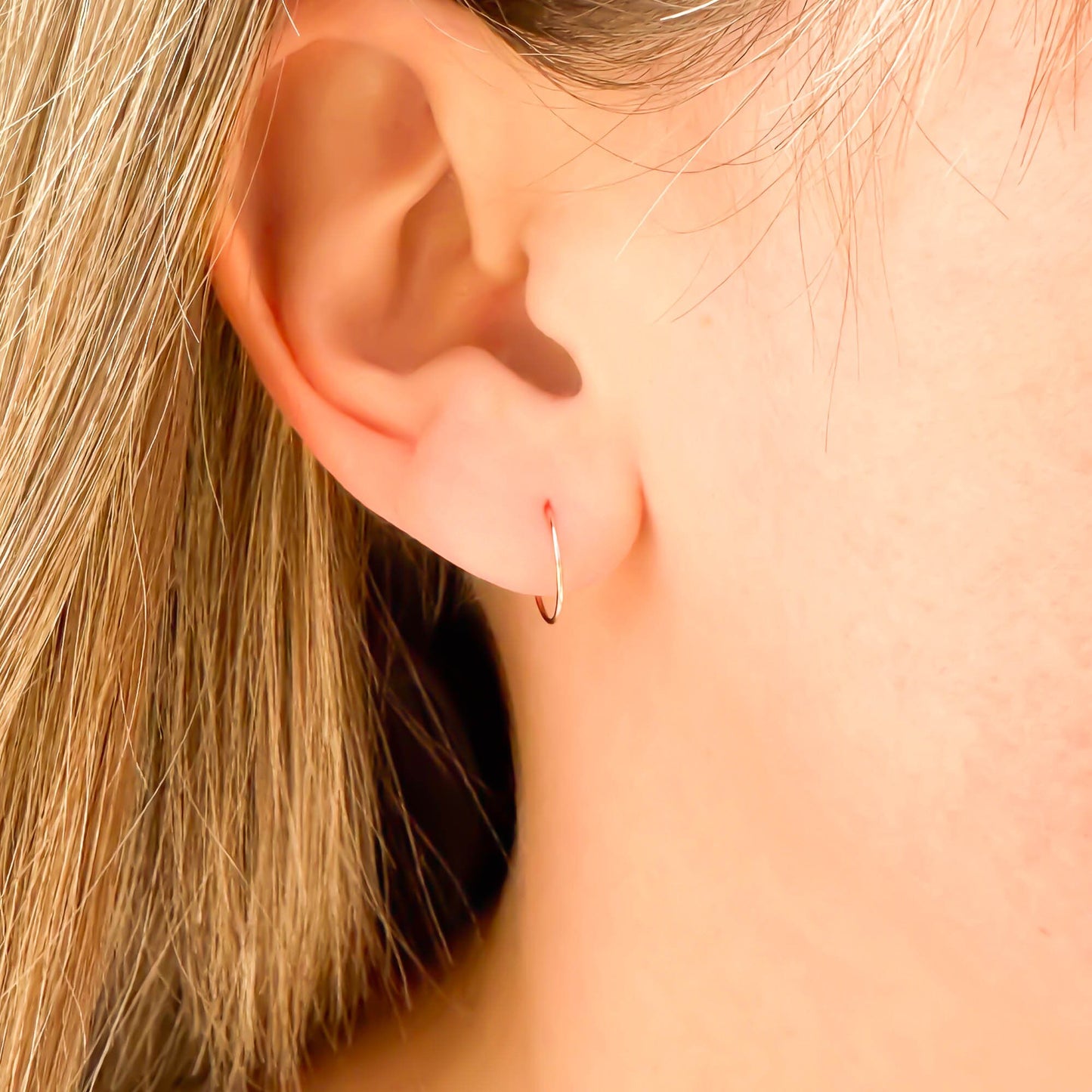 14K Rose Gold Mini Eyelet Hoops