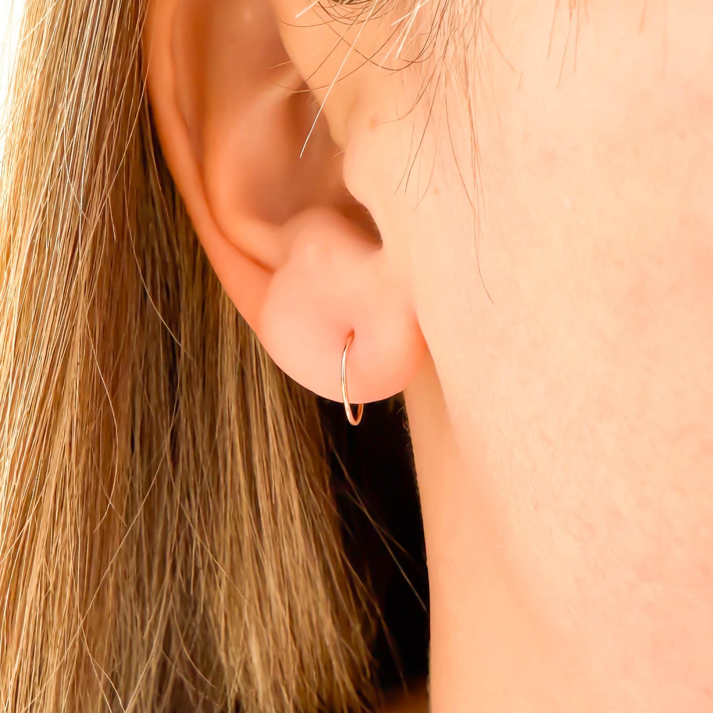 14K Rose Gold Mini Eyelet Hoops